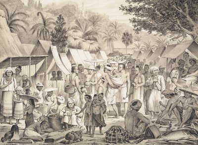 Markt in Luang Prabang, Laos, Illustration aus 